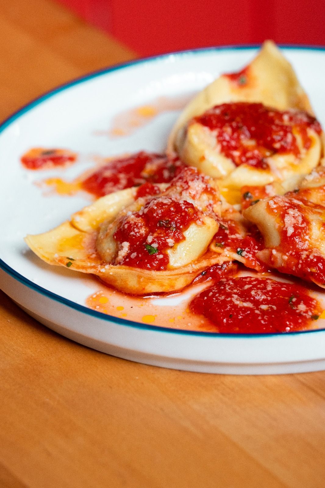 Homemade ravioli in pomodoro sauce (opens Rosolini on Instagram)